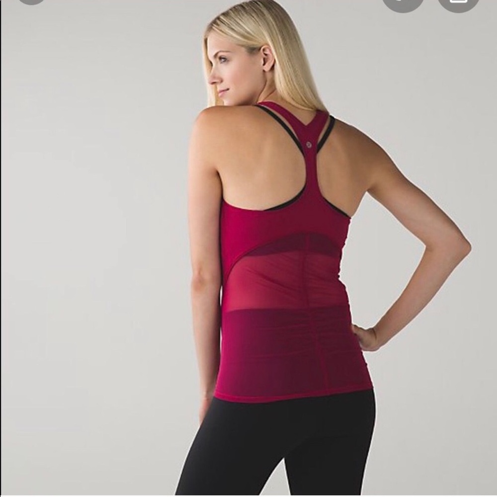 LN lululemon shine on racerback *Mesh *reveal tank